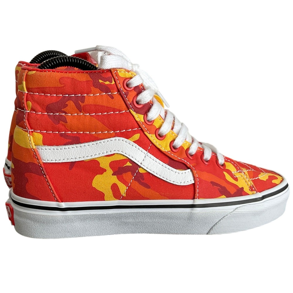Vans Sk8-Hi High Top Skate Shoes Red Yellow Orange Camo Mens 4.5 Womens 6‎